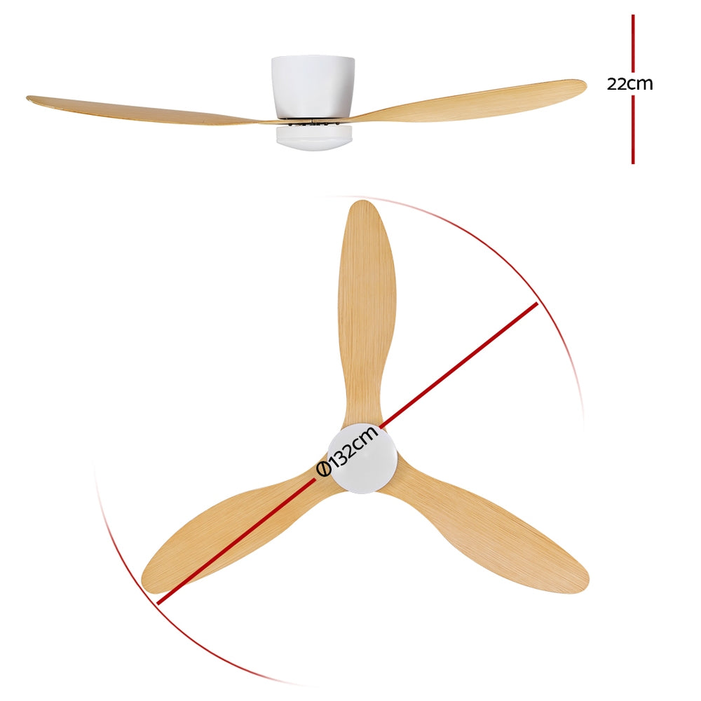 Ceiling Fans: Devanti 52'' Ceiling Fan DC Motor w/Light w/Remote - Light Wood