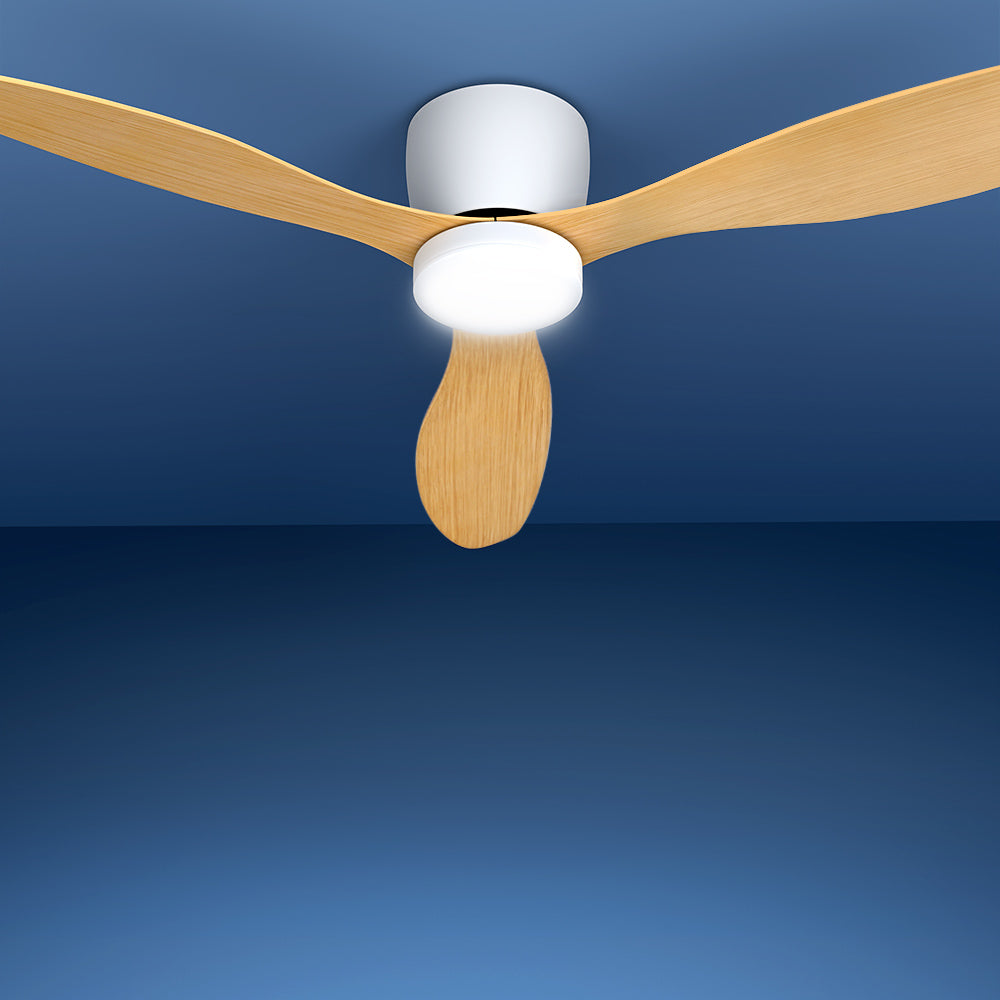Ceiling Fans: Devanti 52'' Ceiling Fan DC Motor w/Light w/Remote - Light Wood