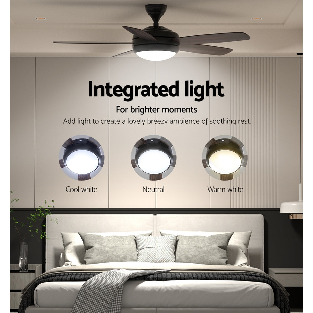Ceiling Fans: Devanti 52'' Ceiling Fan AC Motor 5 Blades w/Light - Dark Wood