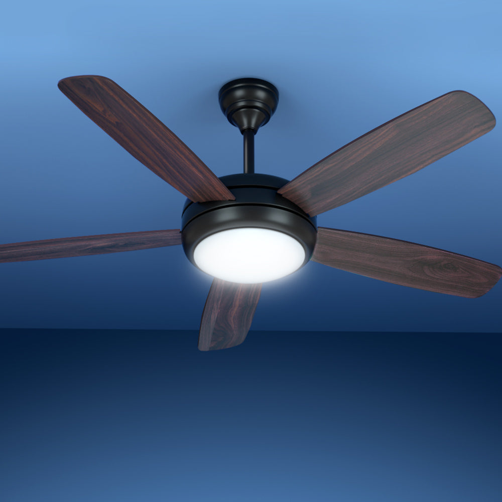 Ceiling Fans: Devanti 52'' Ceiling Fan AC Motor 5 Blades w/Light - Dark Wood