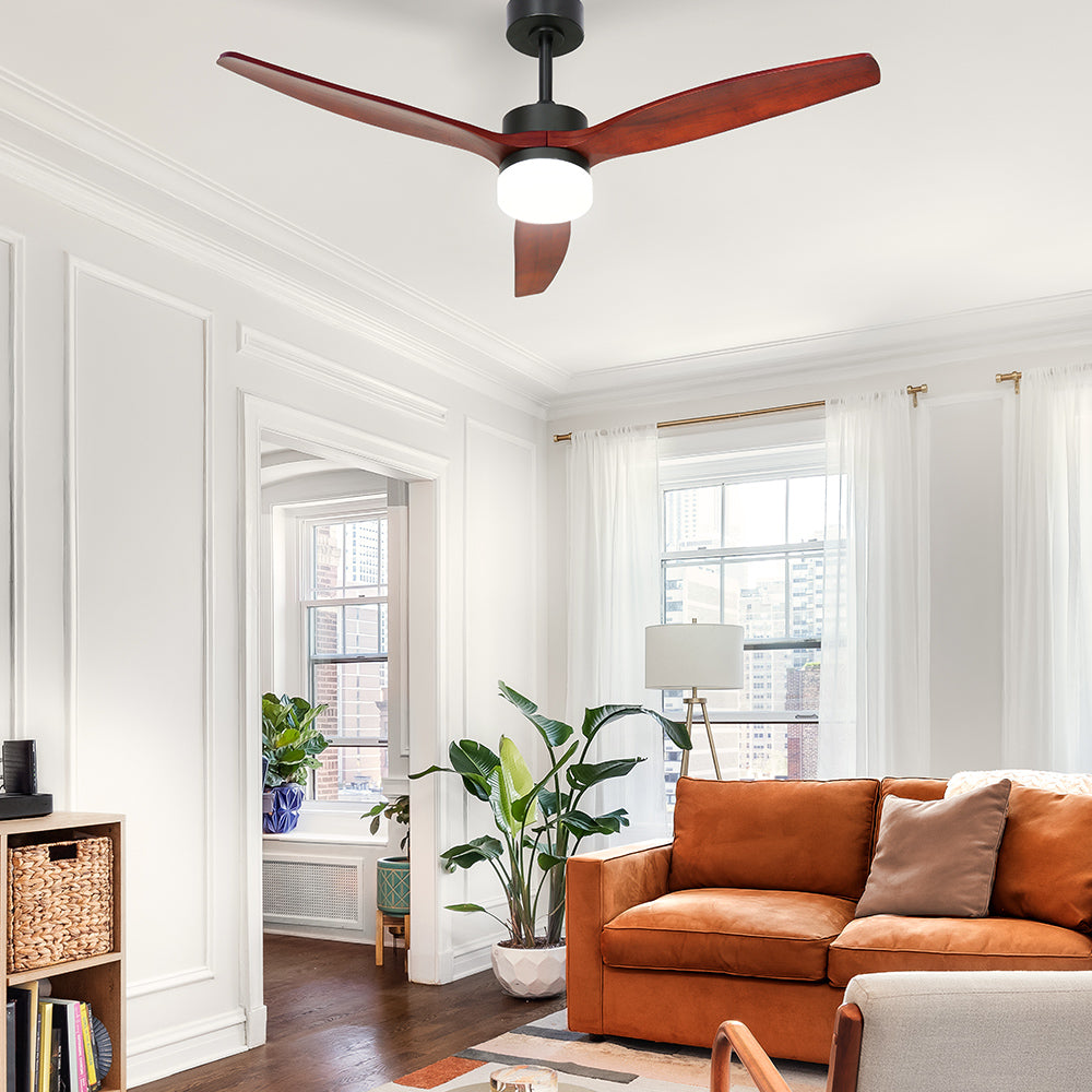Ceiling Fans: Devanti 52'' Ceiling Fan DC Motor 3 Blades w/Light - Dark Wood