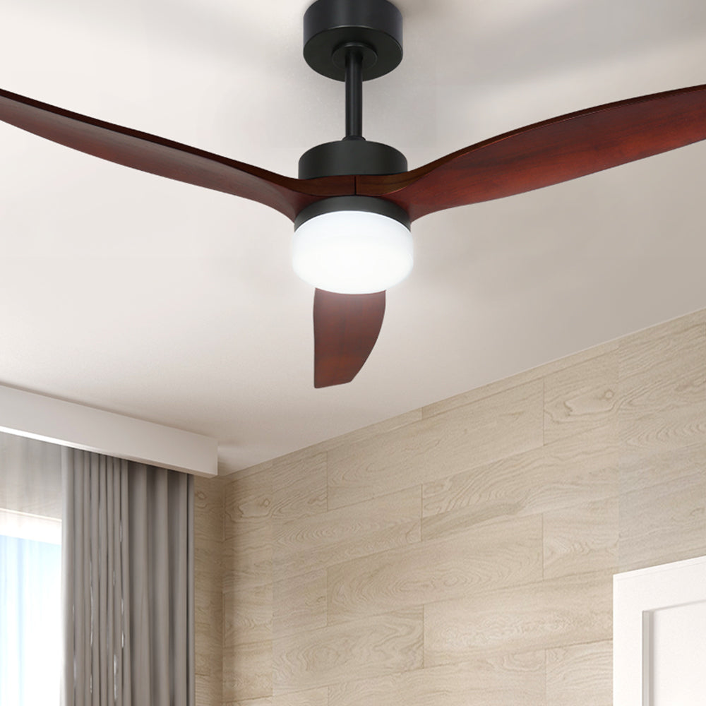 Ceiling Fans: Devanti 52'' Ceiling Fan DC Motor 3 Blades w/Light - Dark Wood