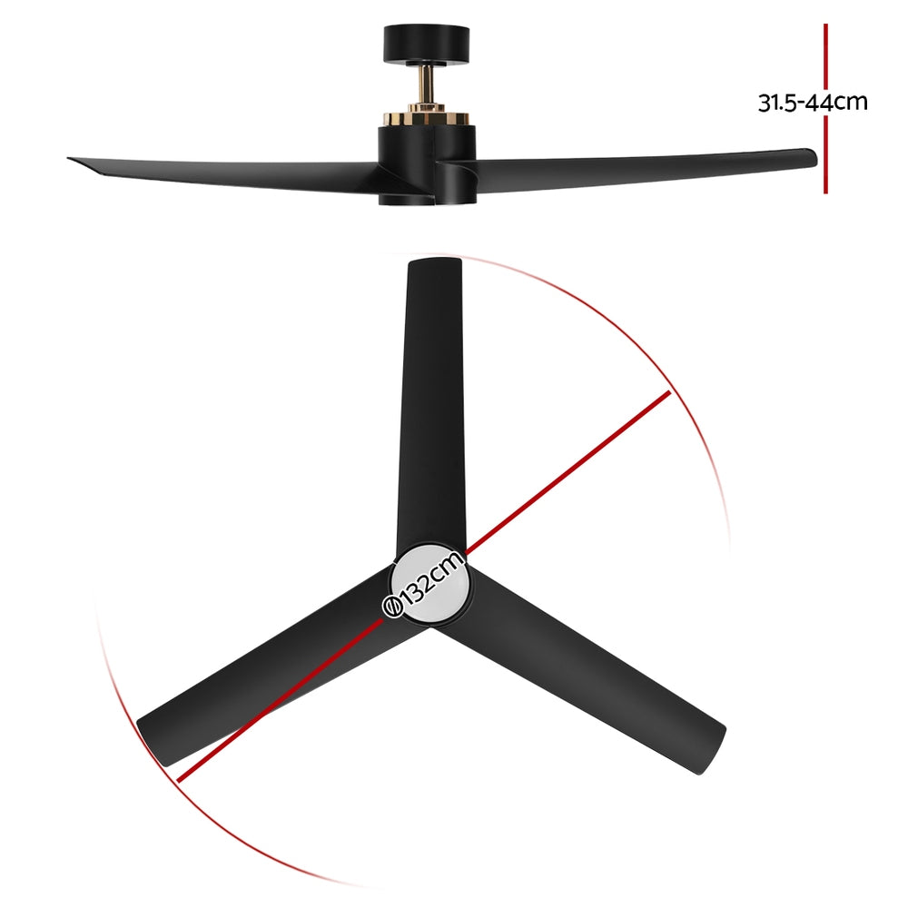 Ceiling Fans: Devanti 52'' Ceiling Fan DC Motor w/Light w/Remote - Black
