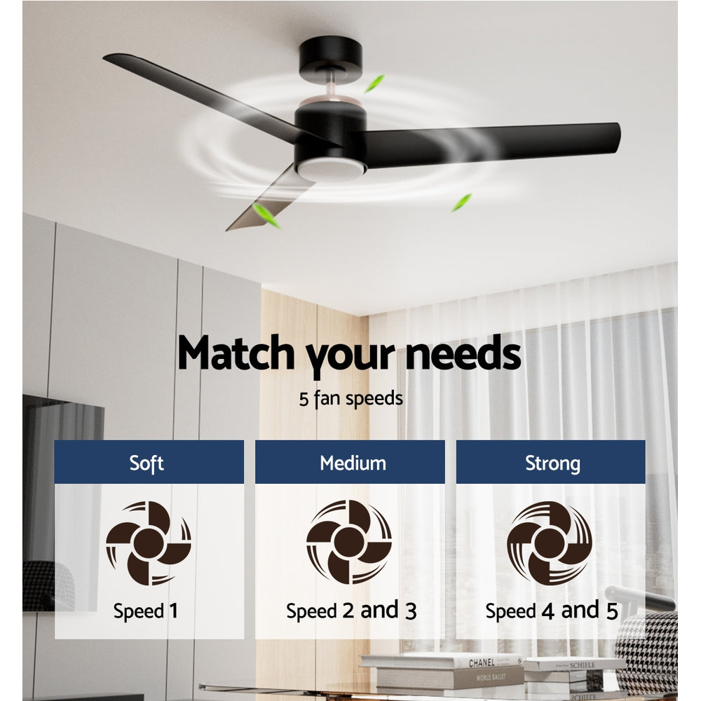 Ceiling Fans: Devanti 52'' Ceiling Fan DC Motor w/Light w/Remote - Black