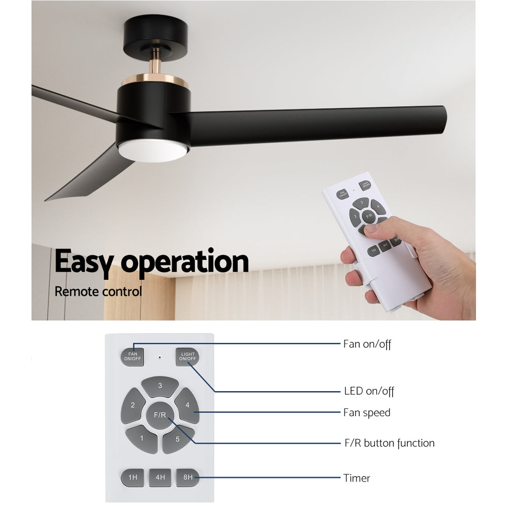 Ceiling Fans: Devanti 52'' Ceiling Fan DC Motor w/Light w/Remote - Black