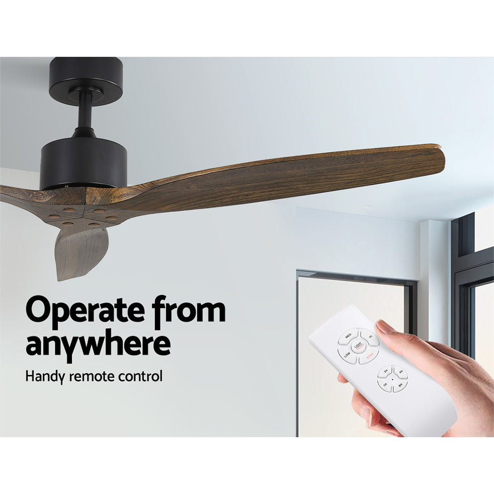 Ceiling Fans: Devanti 52'' Ceiling Fan AC Motor 3 Blades w/Remote - Dark Wood