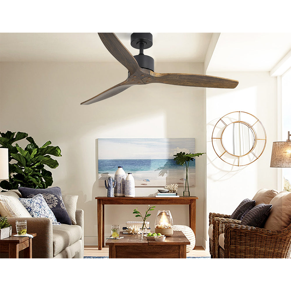 Ceiling Fans: Devanti 52'' Ceiling Fan AC Motor 3 Blades w/Remote - Dark Wood