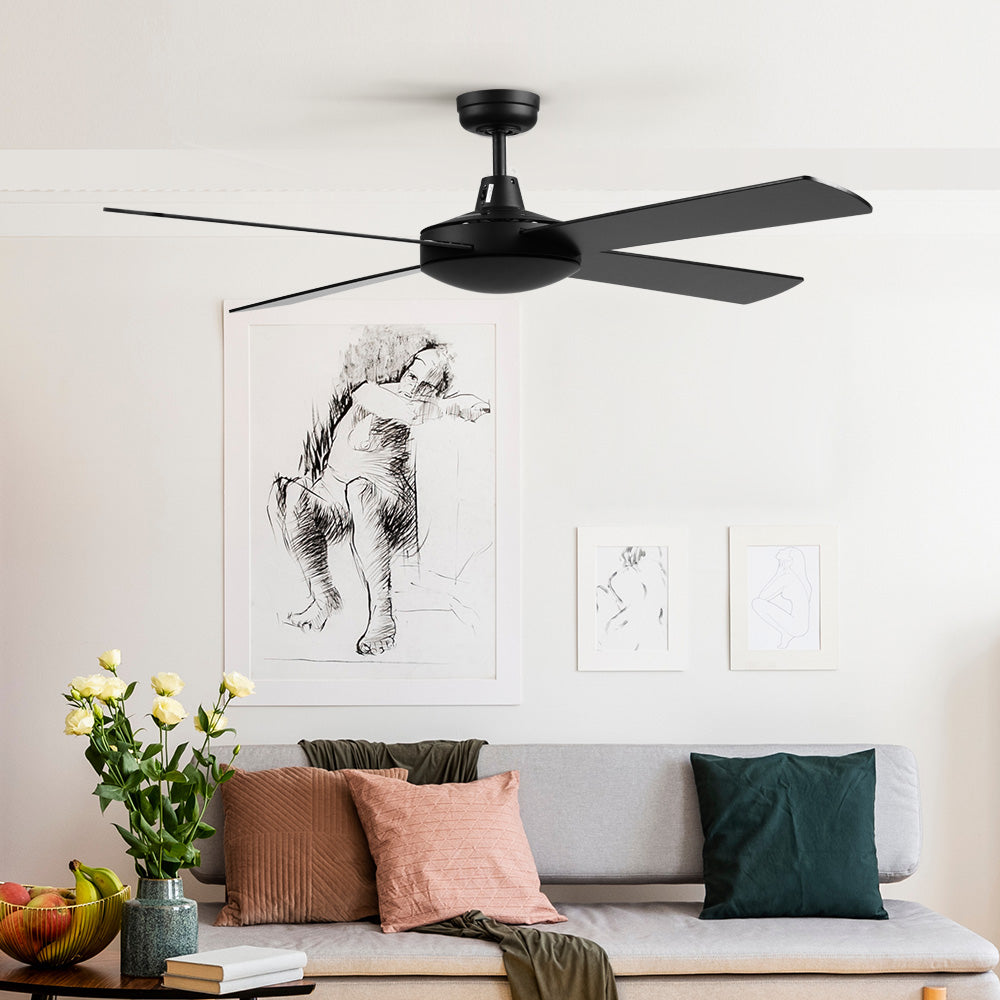 Ceiling Fans: Devanti 52'' Ceiling Fan DC Motor 4 Blades w/Remote - Black