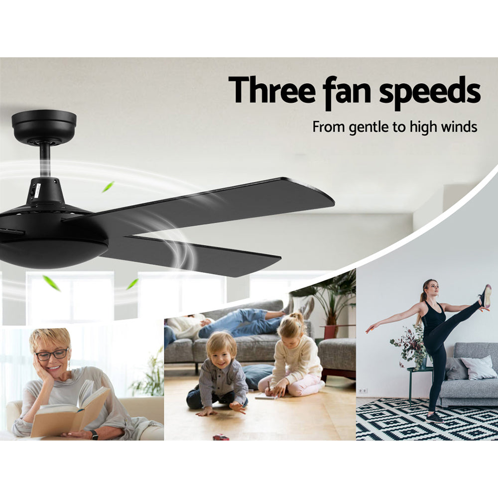 Ceiling Fans: Devanti 52'' Ceiling Fan DC Motor 4 Blades w/Remote - Black