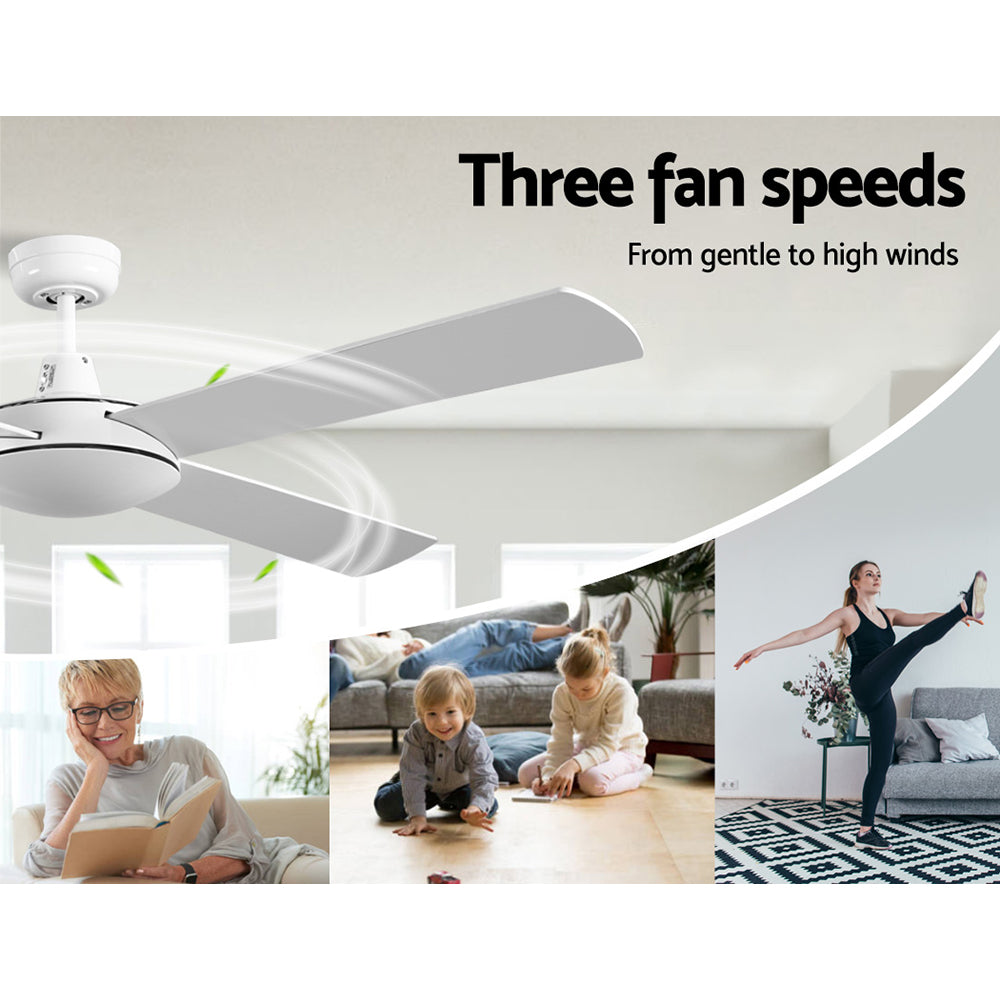 Ceiling Fans: Devanti 52'' Ceiling Fan DC Motor 4 Blades w/Remote - White