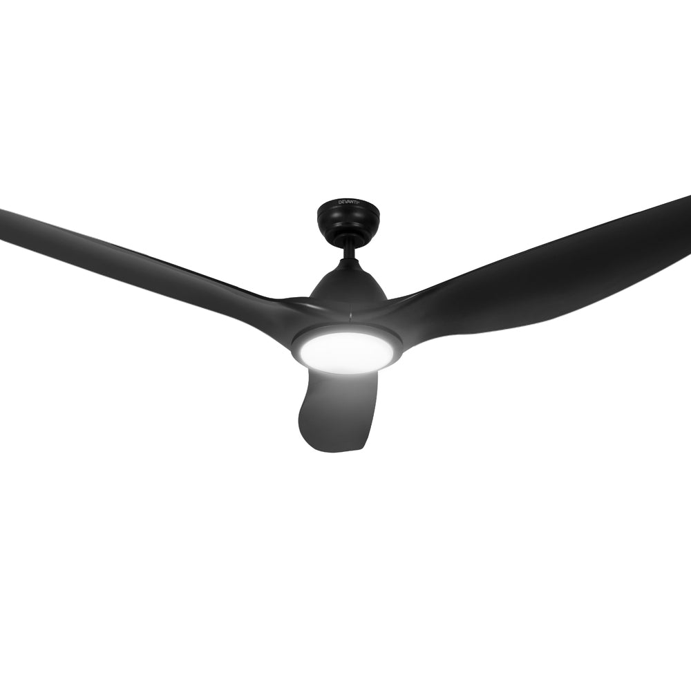 Ceiling Fans: Devanti 64 Inch Ceiling Fan DC Motor w/Light w/Remote - Black