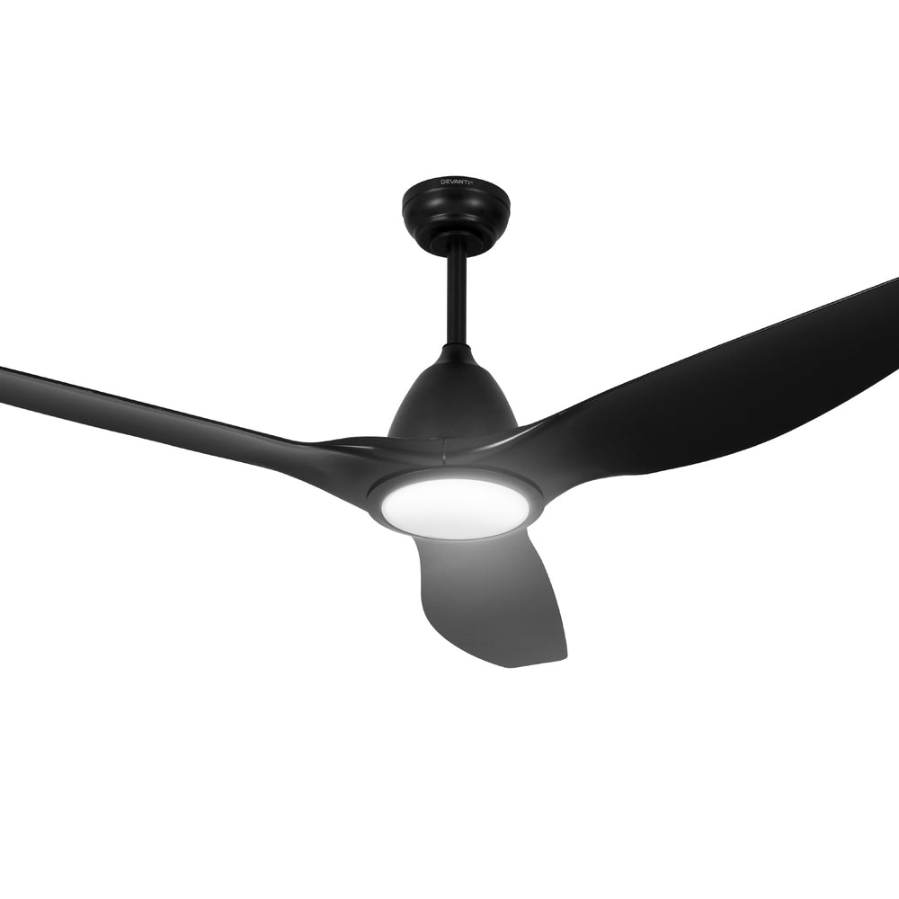 Ceiling Fans: Devanti 64 Inch Ceiling Fan DC Motor w/Light w/Remote - Black