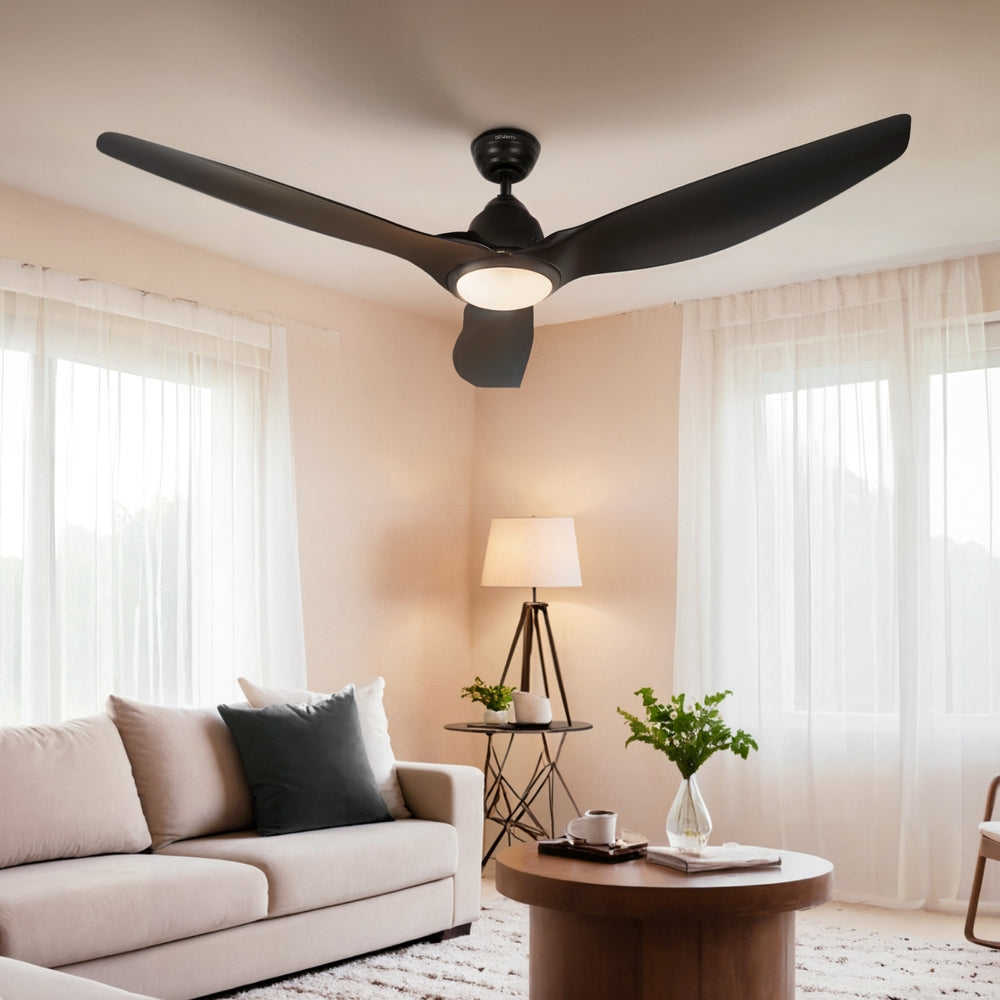 Ceiling Fans: Devanti 64 Inch Ceiling Fan DC Motor w/Light w/Remote - Black