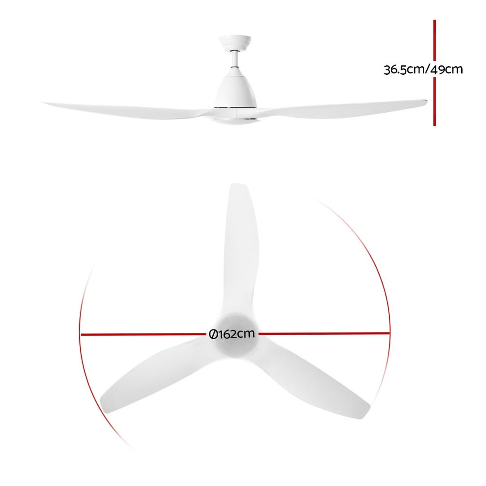 Ceiling Fans: Devanti 64'' Ceiling Fan DC Motor w/Light w/Remote - White