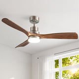 Ceiling Fans: Devanti 52" Ceiling Fan with Light Remote Control DC Motor Smart App Timber Blades Brown