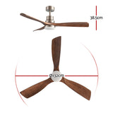 Ceiling Fans: Devanti 52" Ceiling Fan with Light Remote Control DC Motor Smart App Timber Blades Brown