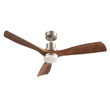 Ceiling Fans: Devanti 52" Ceiling Fan with Light Remote Control DC Motor Smart App Timber Blades Brown