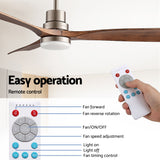 Ceiling Fans: Devanti 52" Ceiling Fan with Light Remote Control DC Motor Smart App Timber Blades Brown