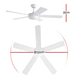 Ceiling Fans: Devanti 52'' Ceiling Fan 5 Blades DC Motor w/Light w/Remote White