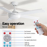 Ceiling Fans: Devanti 52'' Ceiling Fan 5 Blades DC Motor w/Light w/Remote White