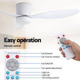 Ceiling Fans: Devanti 52'' Ceiling Fan 3 Blades DC Motor w/Light w/Remote White