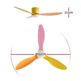 Ceiling Fans: Devanti 52'' Ceiling Fan 3 Blades DC Motor w/Light w/Remote Yellow Pink Orange