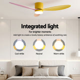 Ceiling Fans: Devanti 52'' Ceiling Fan 3 Blades DC Motor w/Light w/Remote Yellow Pink Orange