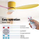 Ceiling Fans: Devanti 52'' Ceiling Fan 3 Blades DC Motor w/Light w/Remote Yellow Pink Orange