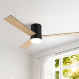 Ceiling Fans: Devanti 52'' Ceiling Fan 3 Blades Double-sided DC Motor w/Light w/Remote Light Wood and bLack