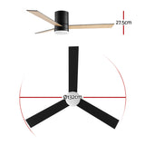 Ceiling Fans: Devanti 52'' Ceiling Fan 3 Blades Double-sided DC Motor w/Light w/Remote Light Wood and bLack