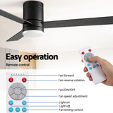 Ceiling Fans: Devanti 52'' Ceiling Fan 3 Blades Double-sided DC Motor w/Light w/Remote Light Wood and bLack