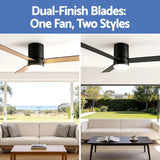 Ceiling Fans: Devanti 52'' Ceiling Fan 3 Blades Double-sided DC Motor w/Light w/Remote Light Wood and bLack