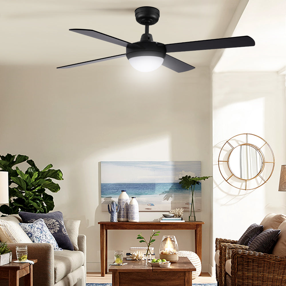 Ceiling Fans: Devanti 52'' Ceiling Fan DC Motor w/Light w/Remote - Black
