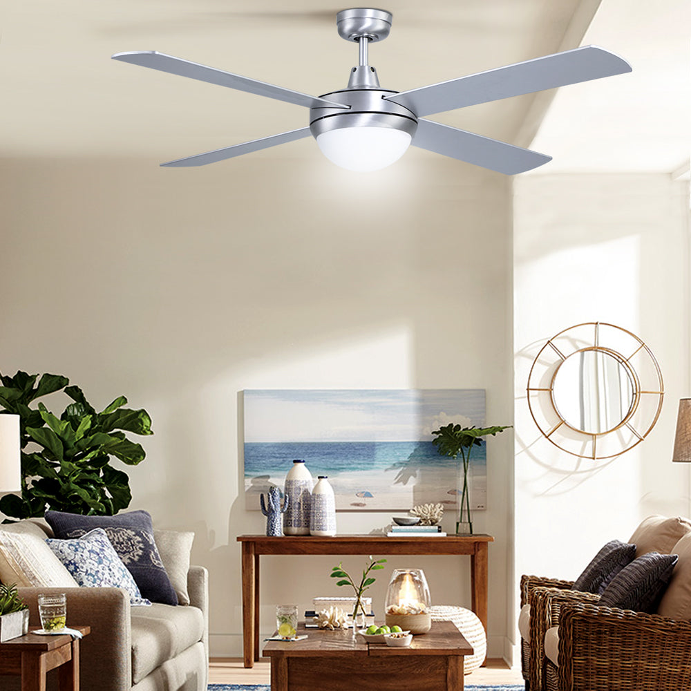 Ceiling Fans: Devanti 52'' Ceiling Fan DC Motor w/Light w/Remote - Silver