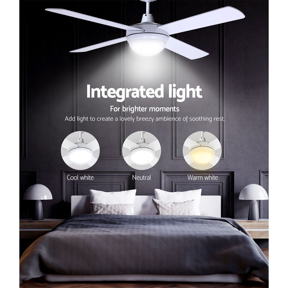 Ceiling Fans: Devanti 52'' Ceiling Fan DC Motor w/Light w/Remote - White