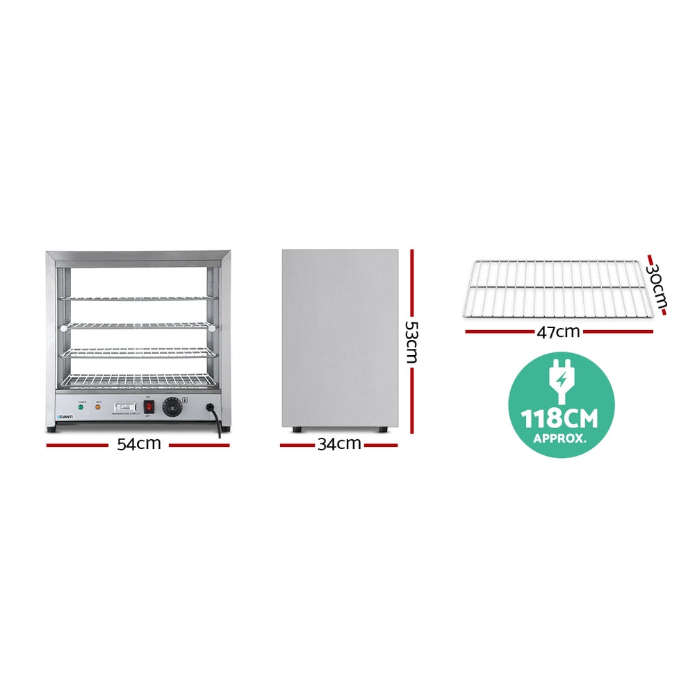 Food Warmers & Chafing Dishes: Devanti Commercial Food Warmer Hot Display Showcase Cabinet 54cm