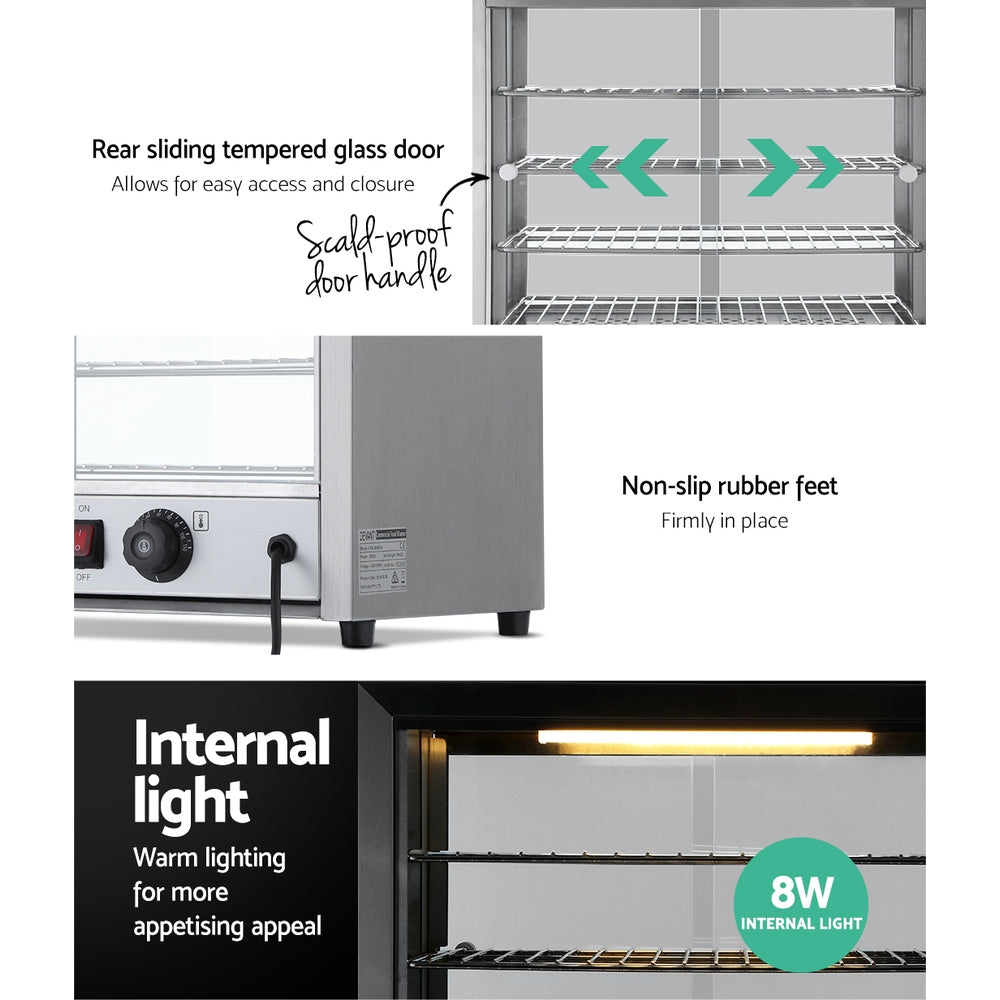 Food Warmers & Chafing Dishes: Devanti Commercial Food Warmer Hot Display Showcase Cabinet 54cm