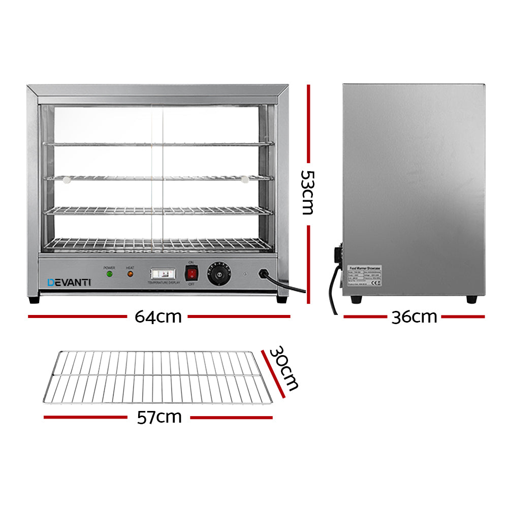 Food Warmers & Chafing Dishes: Devanti Commercial Food Warmer Hot Display Showcase Cabinet 64cm