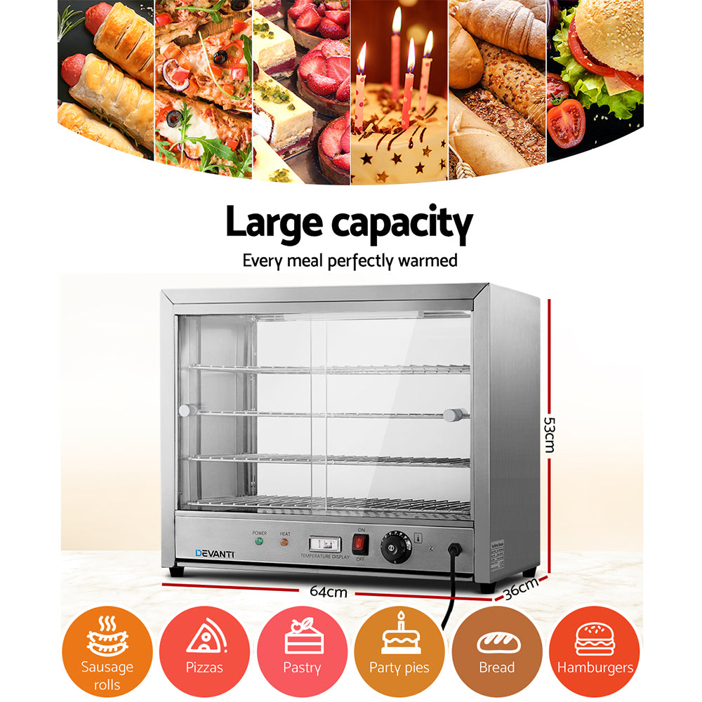 Food Warmers & Chafing Dishes: Devanti Commercial Food Warmer Hot Display Showcase Cabinet 64cm