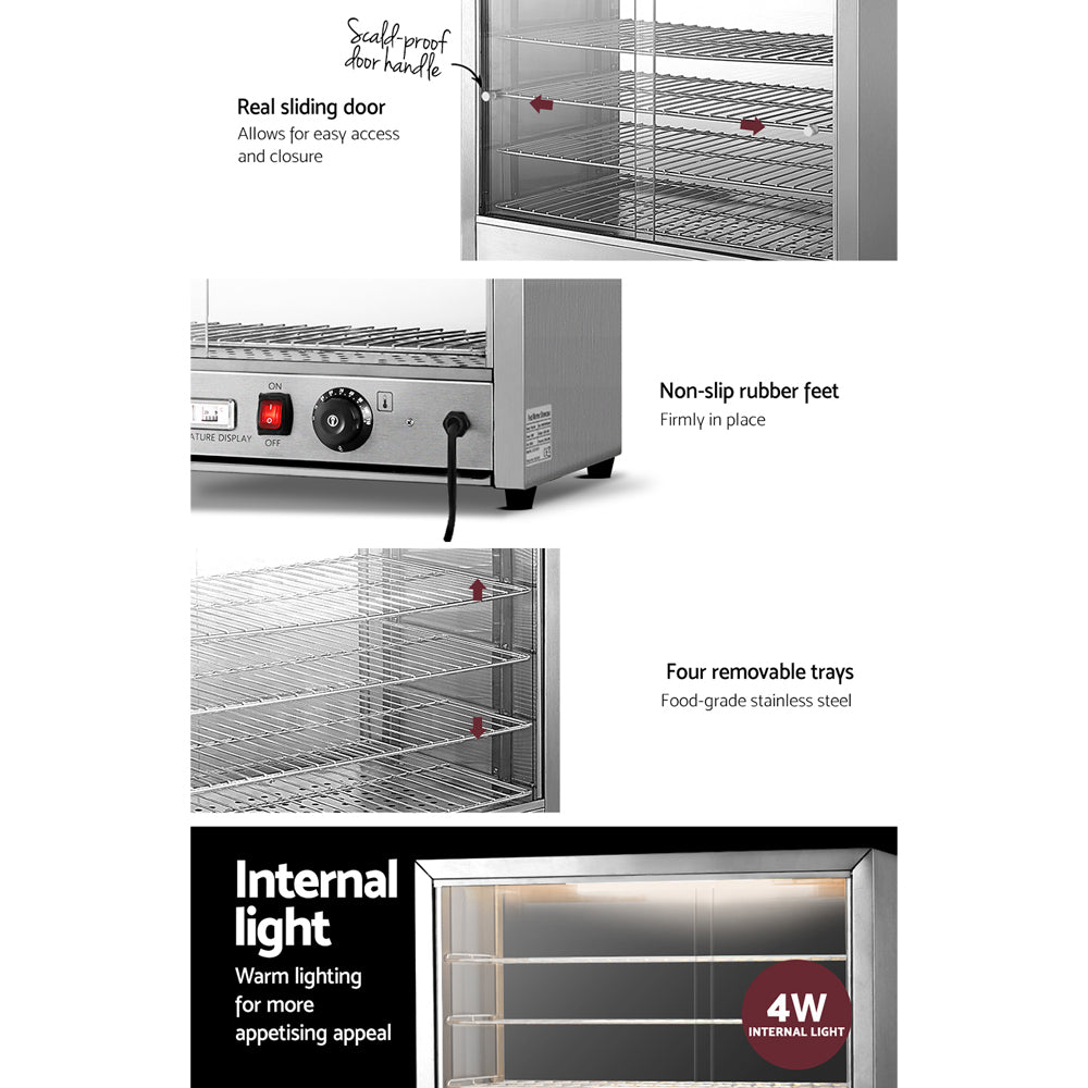 Food Warmers & Chafing Dishes: Devanti Commercial Food Warmer Hot Display Showcase Cabinet 64cm