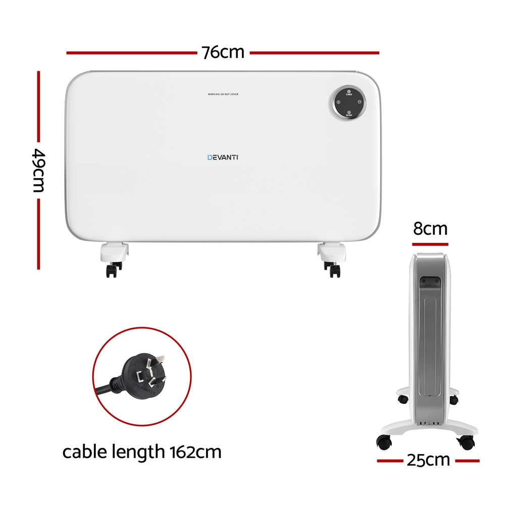 Fountain & Ponds Accessories: Devanti Electric Convection Heater Panel White 2000W