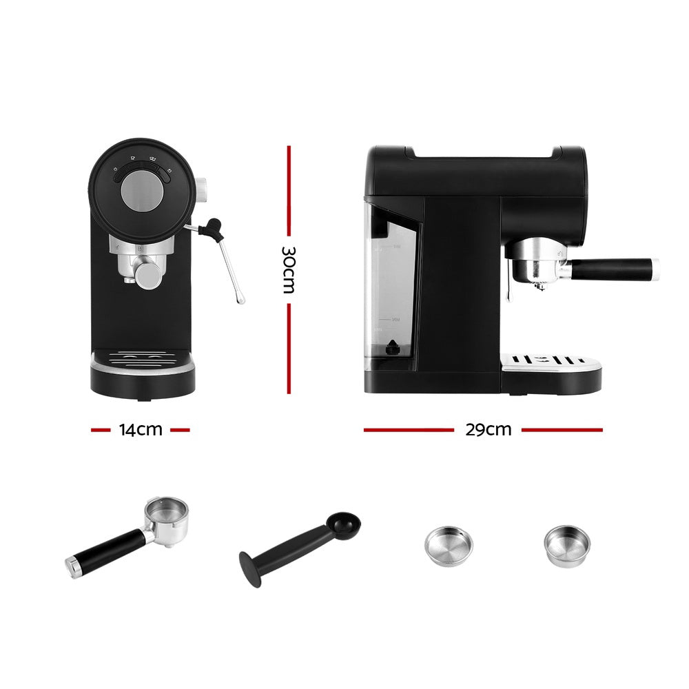 Coffee Machines & Accessories: Devanti 20 Bar Coffee Machine Espresso Cafe Maker Black
