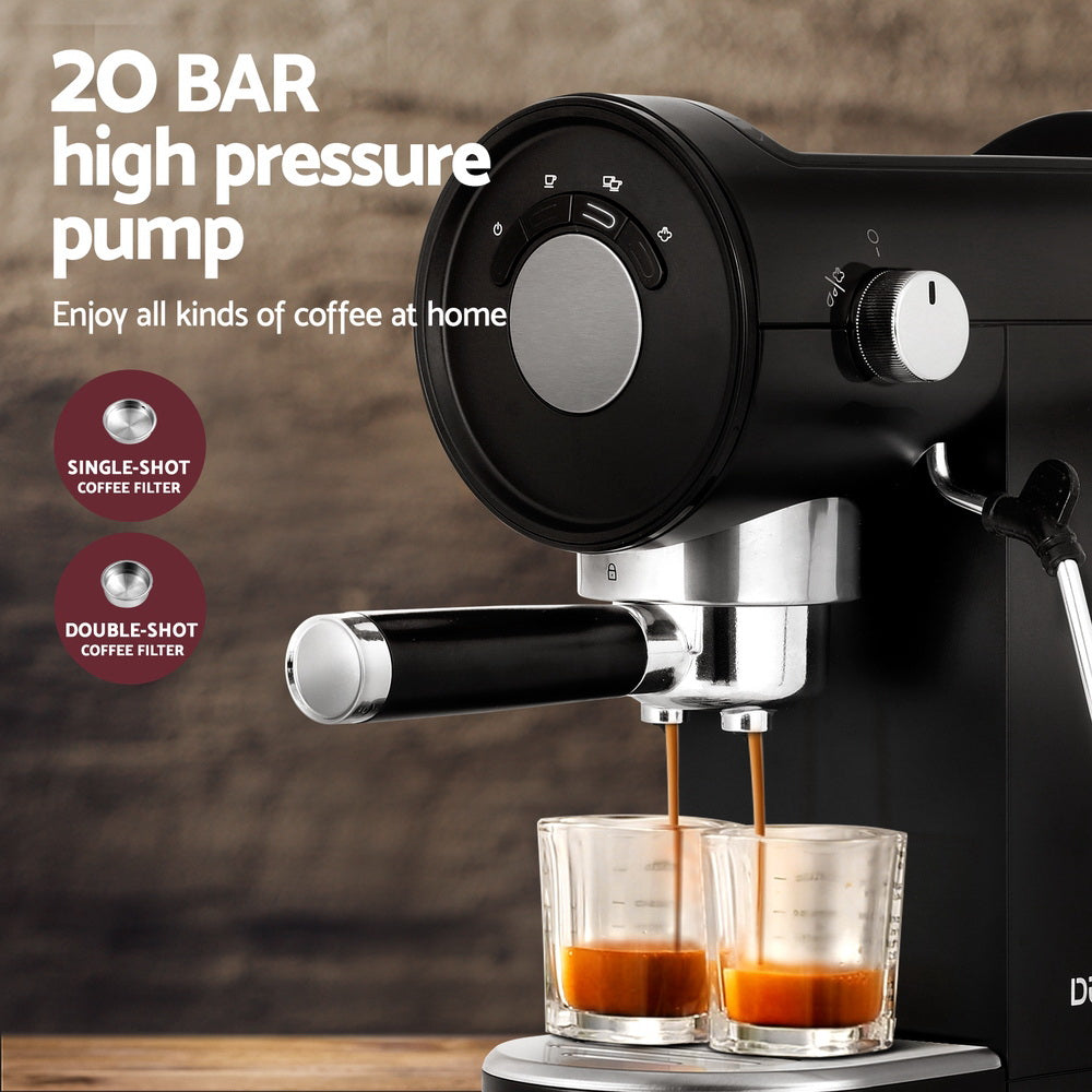 Coffee Machines & Accessories: Devanti 20 Bar Coffee Machine Espresso Cafe Maker Black