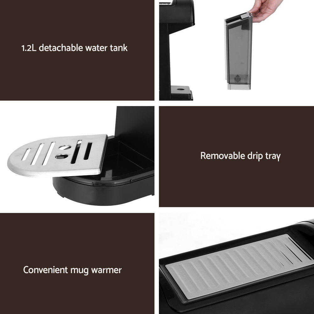 Coffee Machines & Accessories: Devanti 20 Bar Coffee Machine Espresso Cafe Maker Black
