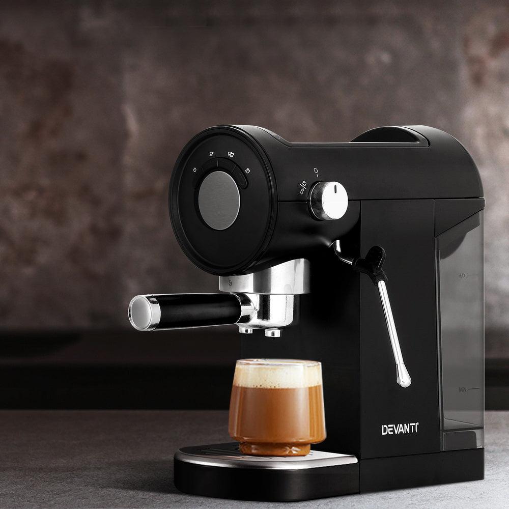 Coffee Machines & Accessories: Devanti 20 Bar Coffee Machine Espresso Cafe Maker Black
