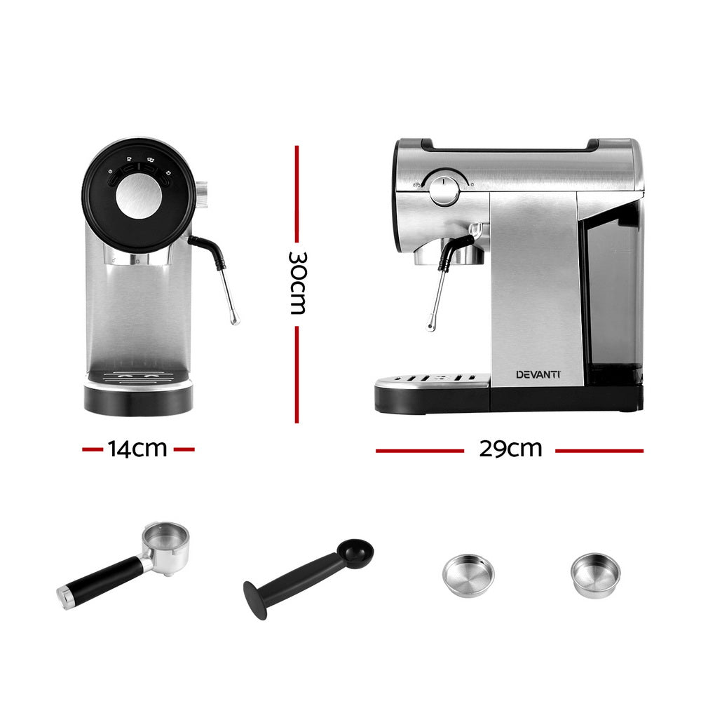 Coffee Machines & Accessories: Devanti 20 Bar Coffee Machine Espresso Cafe Maker