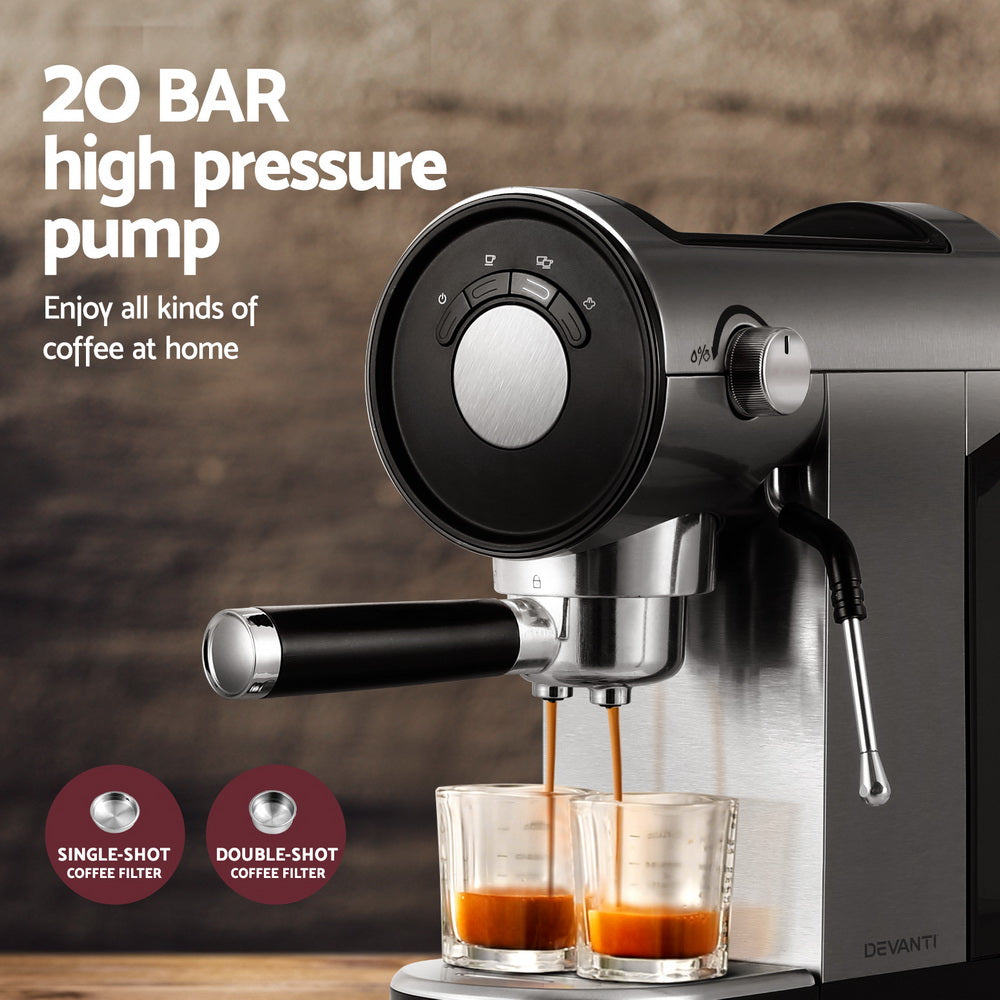 Coffee Machines & Accessories: Devanti 20 Bar Coffee Machine Espresso Cafe Maker