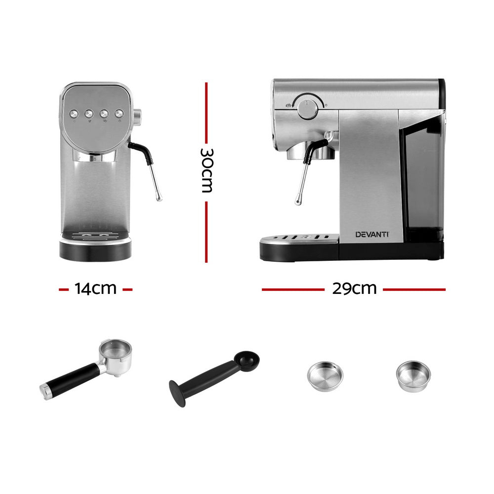 Coffee Machines & Accessories: Devanti 20 Bar Coffee Machine Espresso Cafe Maker