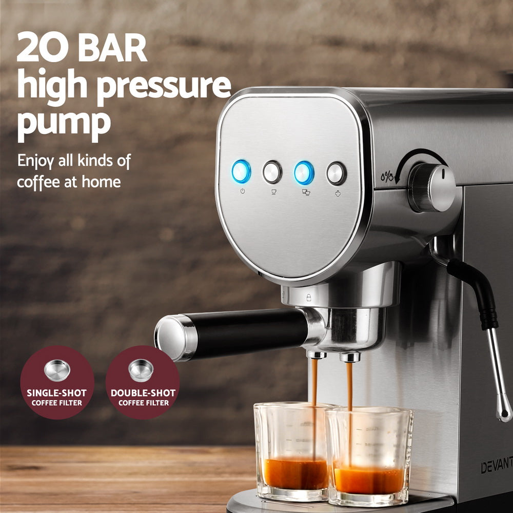 Coffee Machines & Accessories: Devanti 20 Bar Coffee Machine Espresso Cafe Maker