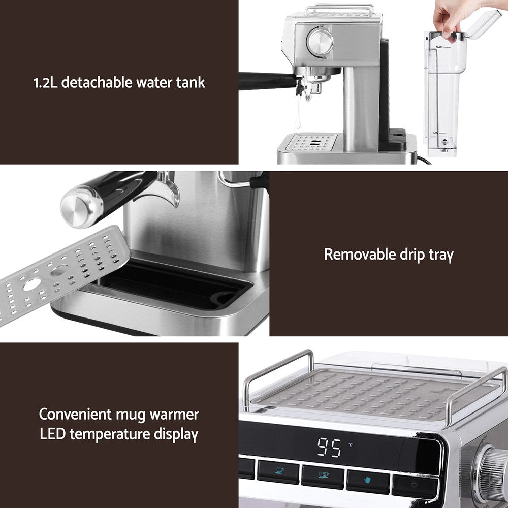 Coffee Machines & Accessories: Devanti 20 Bar Coffee Machine Espresso Cafe Maker